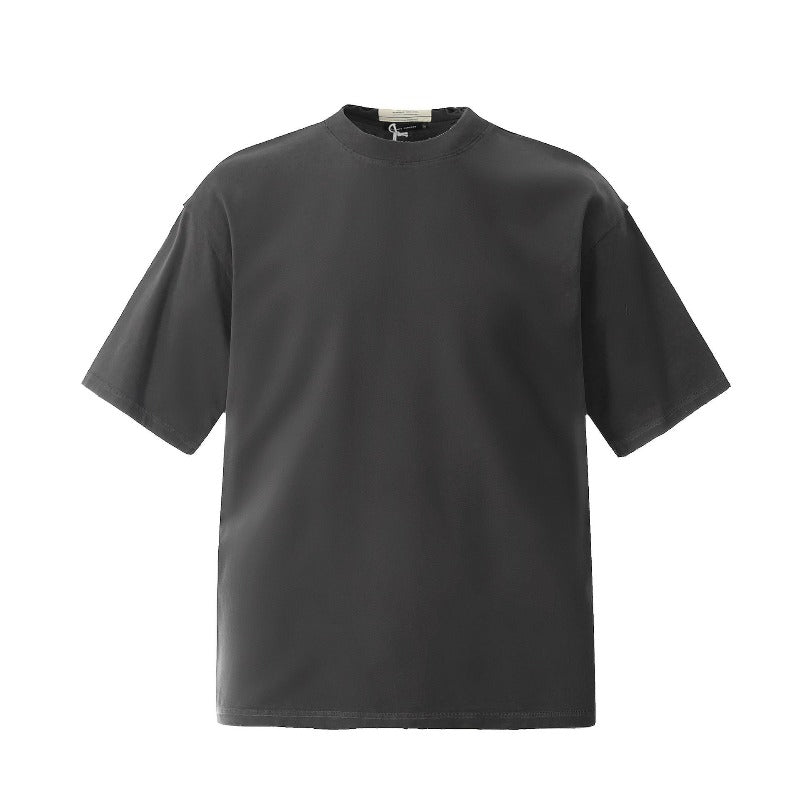 Men's t-shirts: american street style, unisex solid color deconstructed patchwork, premium design, men's loose fit short sleeve tee