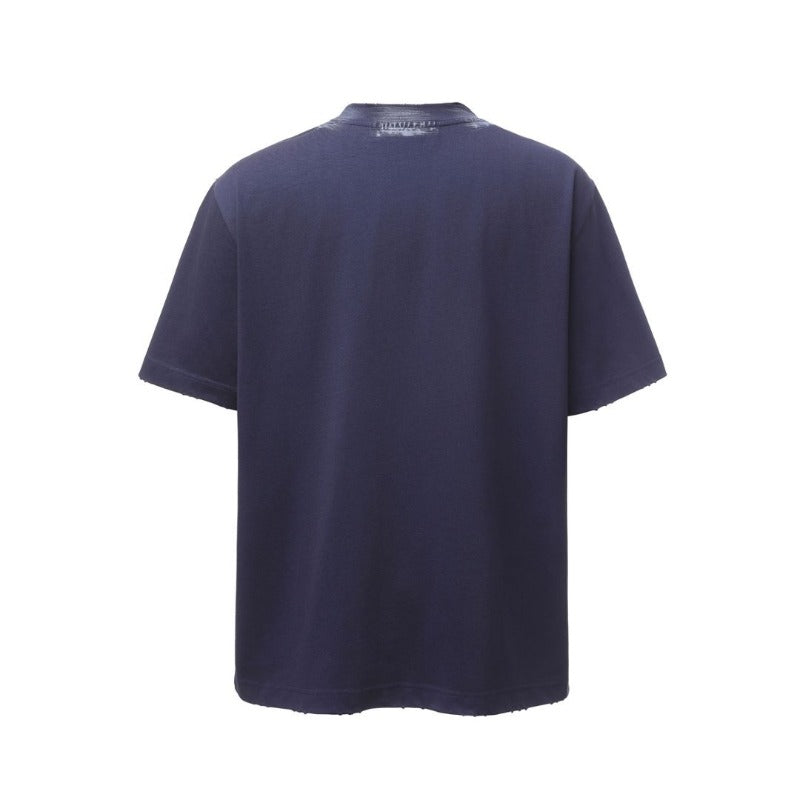 Men's t-shirts: american retro heavyweight double yarn high-quality high-street embroidered letter men's loose crew neck short sleeve t-shirt