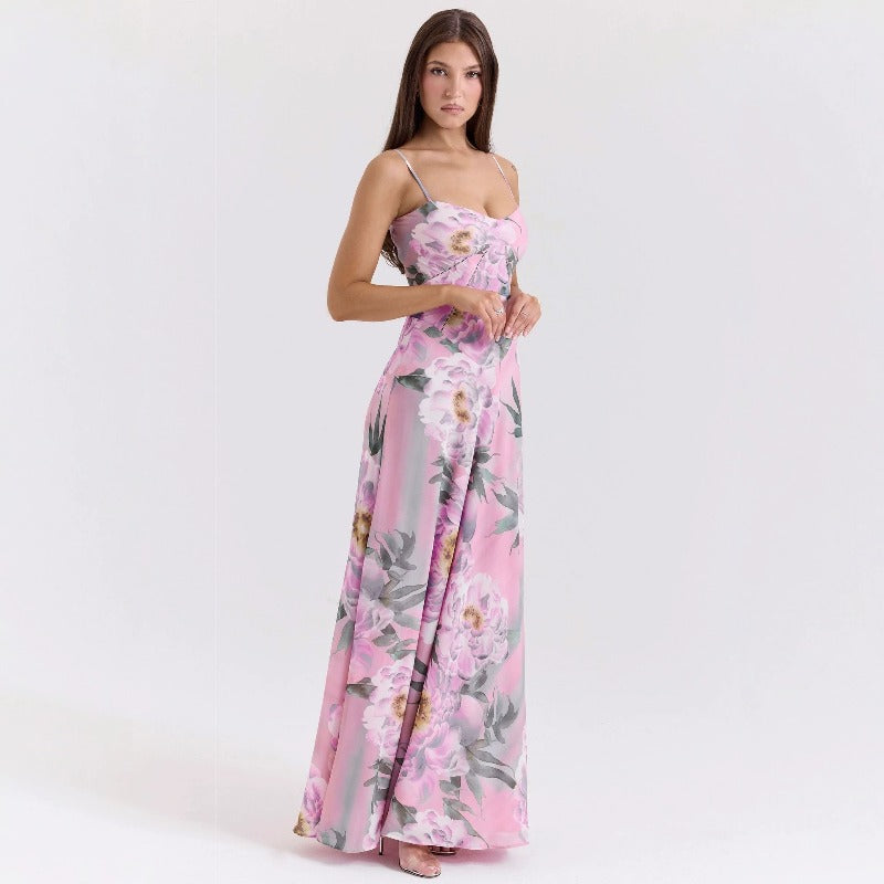 Women's dress: european and american cross-border sexy camisole dress, slim-fit backless maxi dress, women's summer evening gown