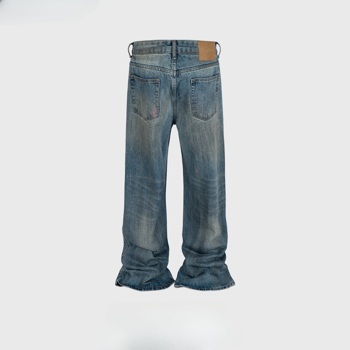 MIJKO Men Vintage Pants MIJKO washed old trousers men's and women's micro-pull jeans