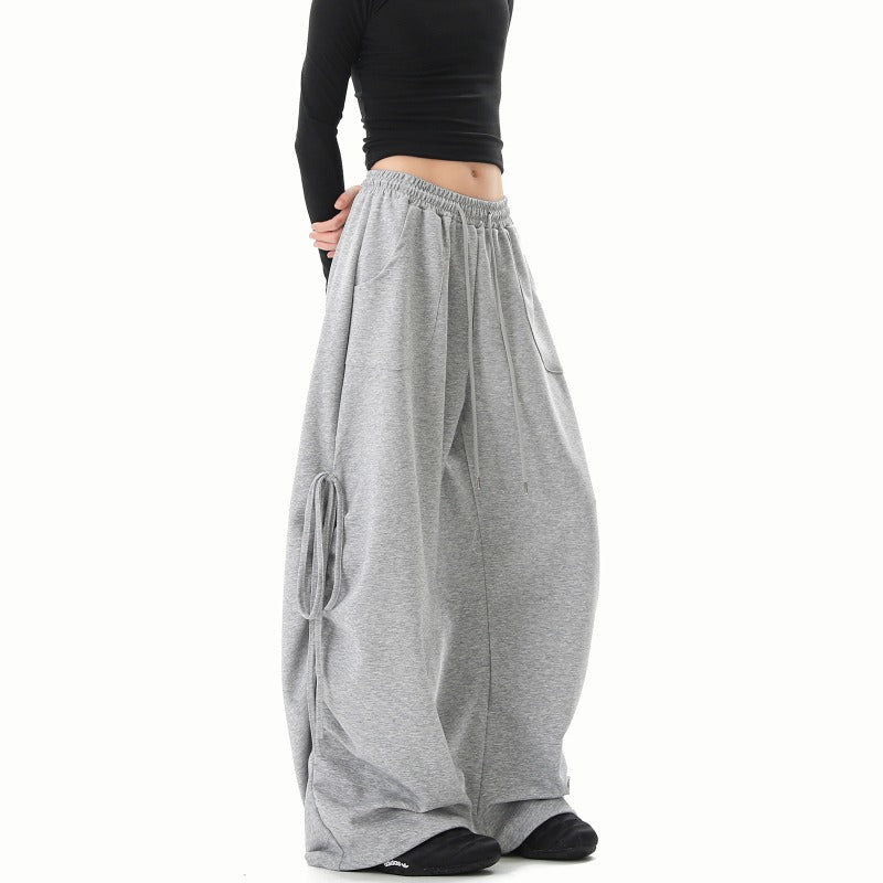Women casual pants streamer straps grey sweatpants women loose