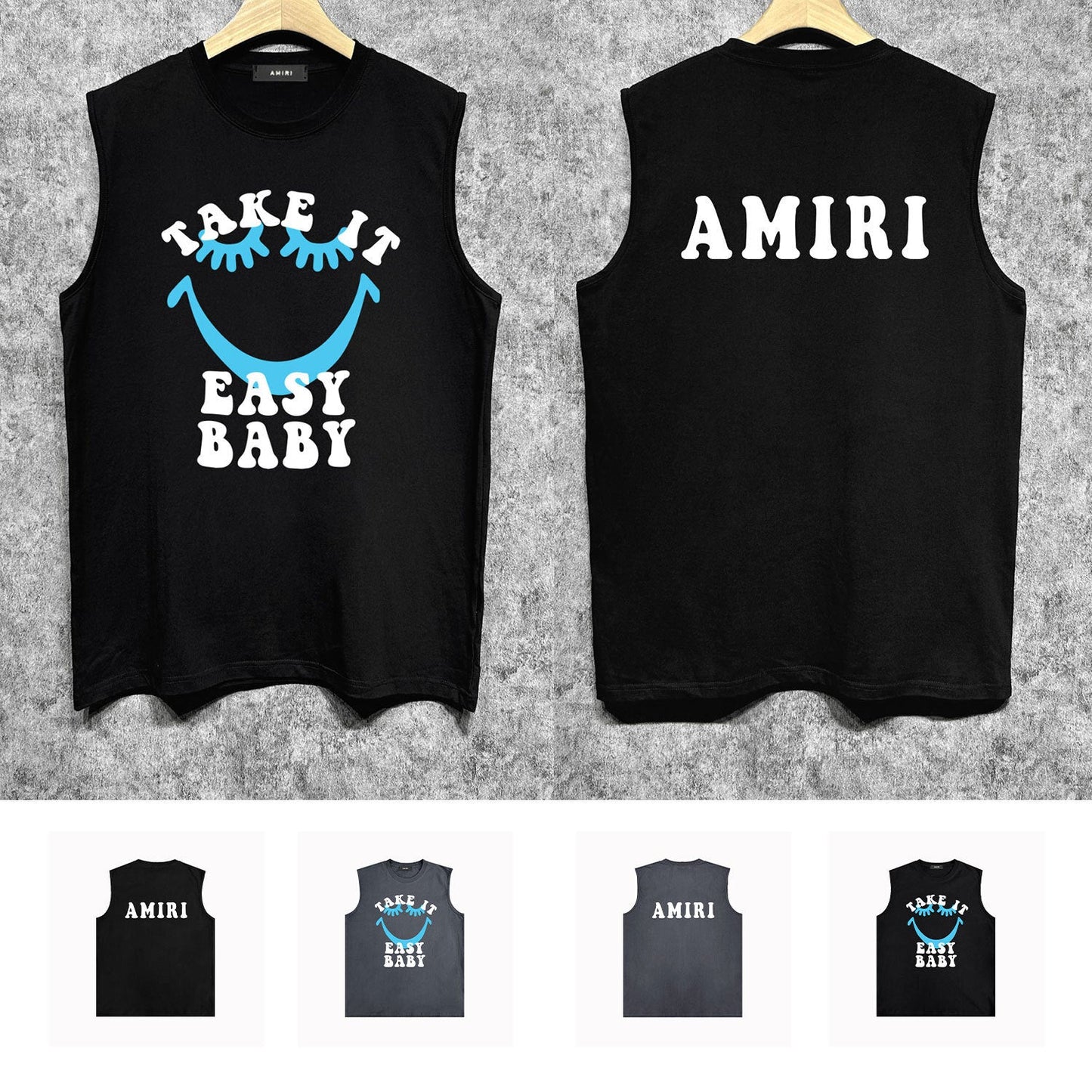 Amiri tank top smiley face printing