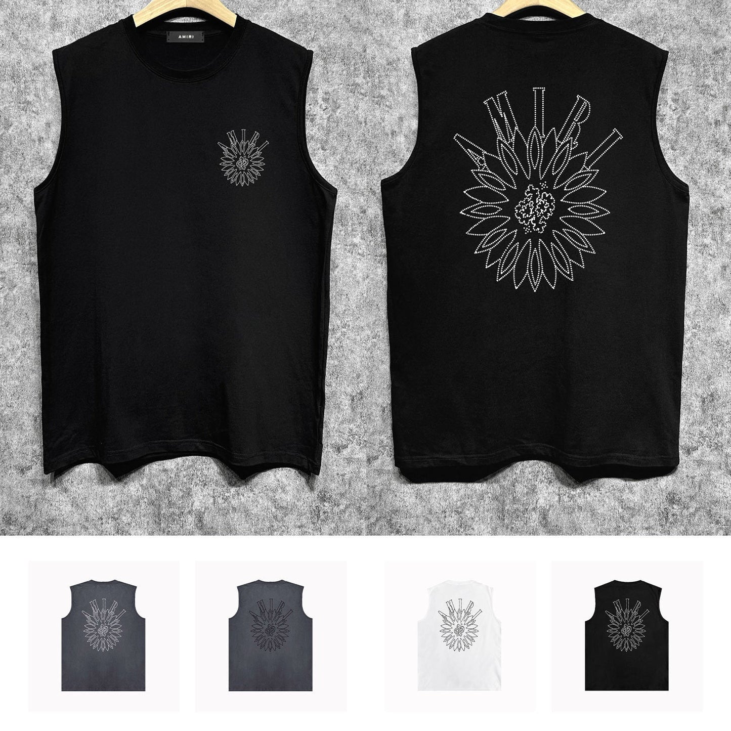 Amiri tank top dotted lotus printing