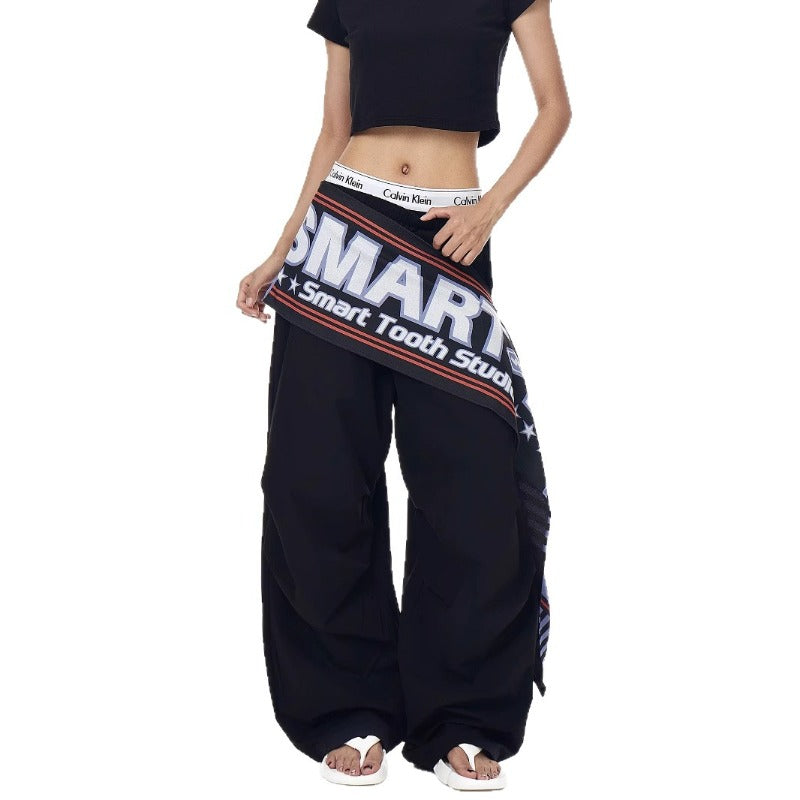 Women casual pants retro self-contained fart curtain women loose