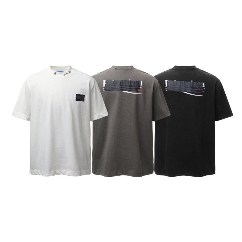 Men's t-shirts: american retro heavyweight double yarn high-quality logo print design, distressed loose fit short sleeve tee