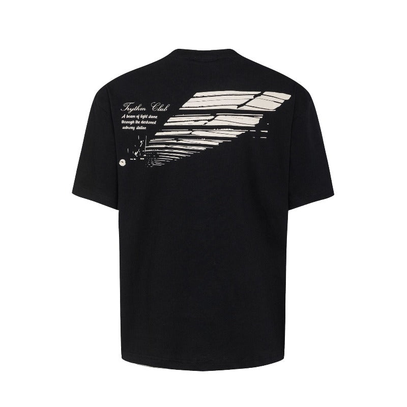 Men's t-shirts: american street style summer design - premium look, small collar, relaxed fit short sleeve tee