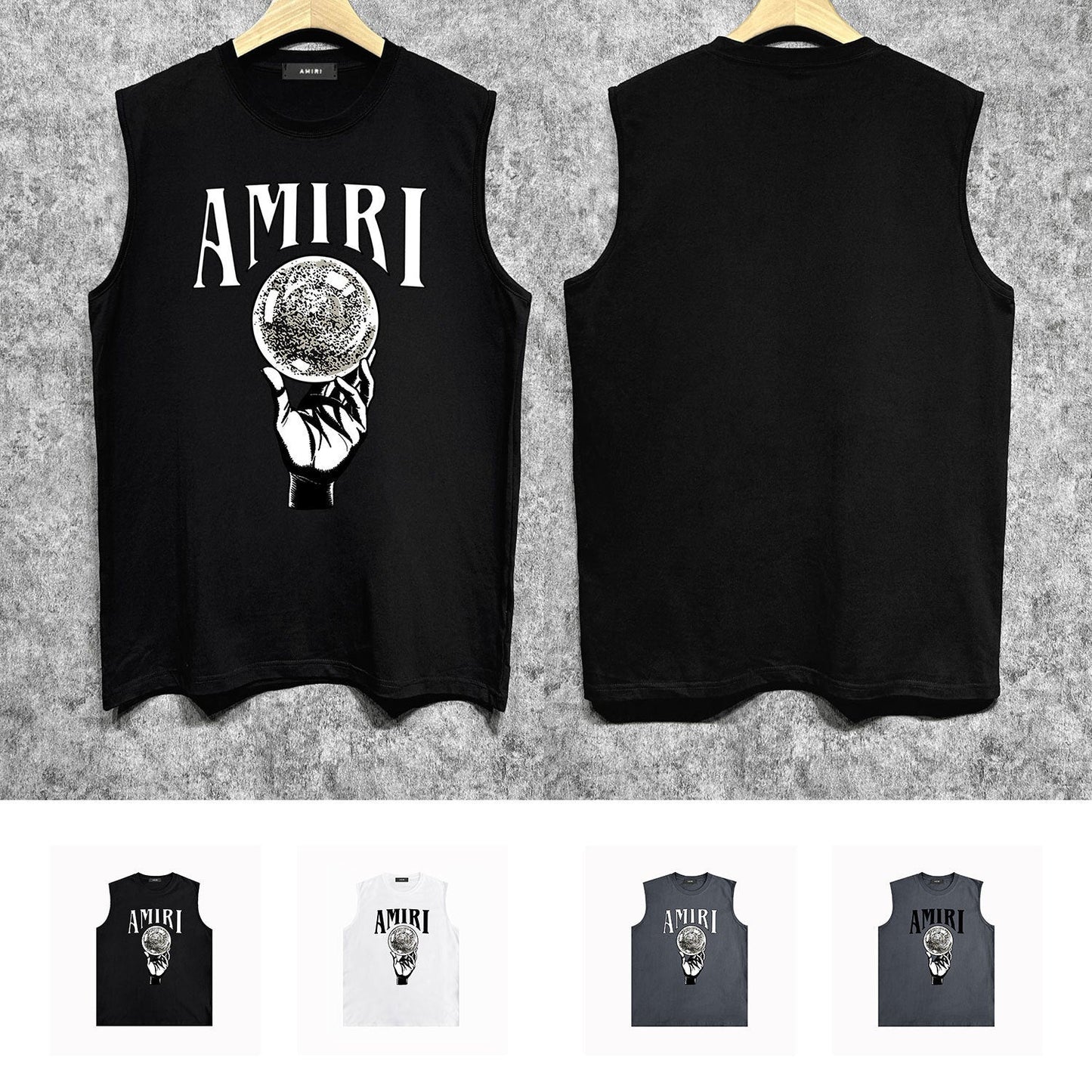 Amiri tank top hand held planet printing
