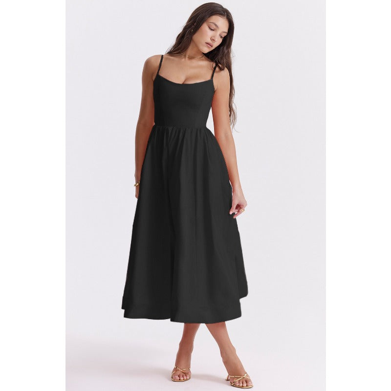 Women's dress - export quality, amazon style, long summer dress, cross-border sexy backless cami, gentle style dress for women