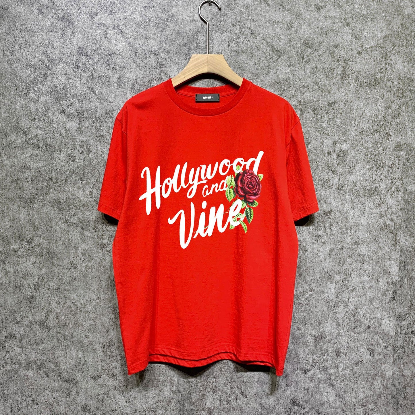 Amiri t shirts hollywood rose printing short sleeve