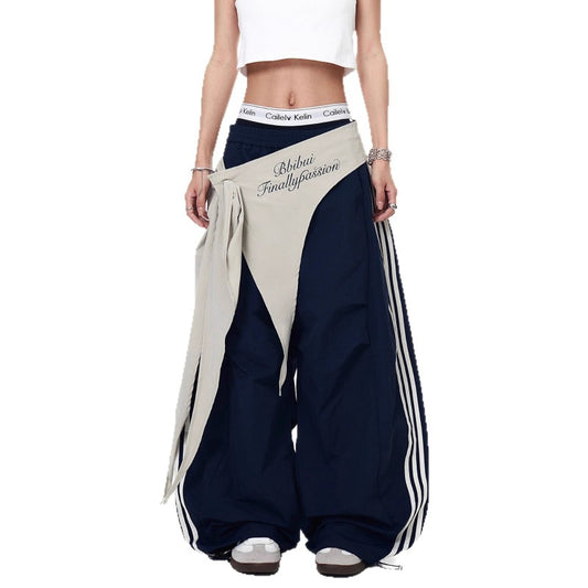 Women casual pants Women elastic waist with fart curtain scimitar pants