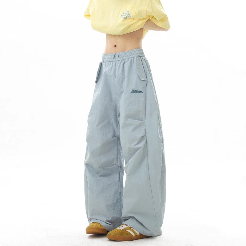 Women casual pants summer casual pants paratrooper pants alphabet embroidered straight-leg pants
