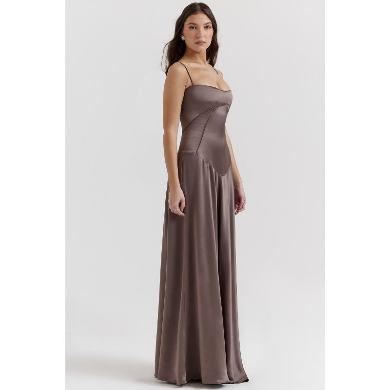 Women's dress: european and american cross-border sexy camisole dress, slim-fit backless maxi dress, women's summer evening gown
