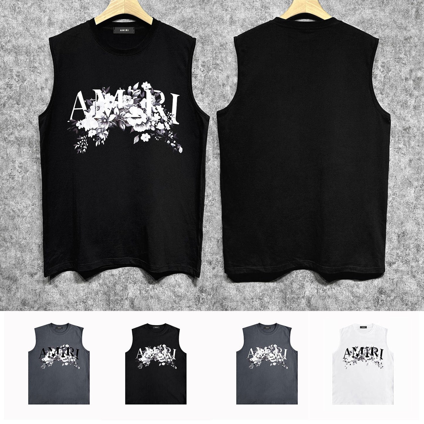 Amiri tank top colorless floral print