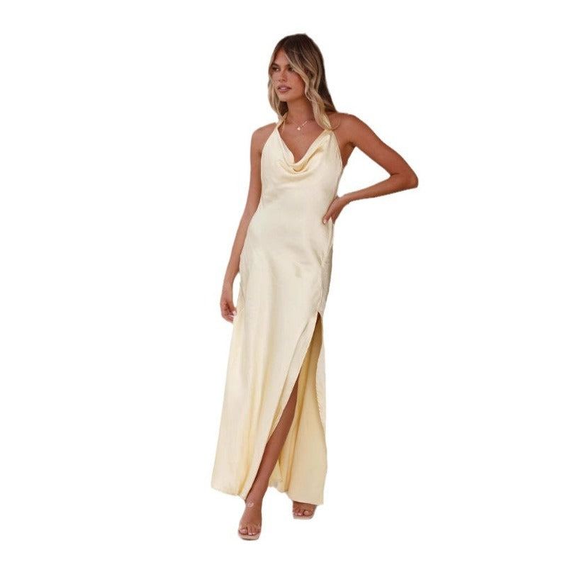 Women's dress - european & american style - amazon hot seller - sexy slit - slim fit - fashionable sleeveless long slip dress