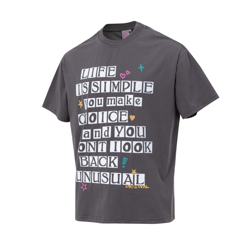 Men's t-shirts - american high street retro streetwear couple's style letter graphic design men's crew neck loose fit short sleeve t-shirt
