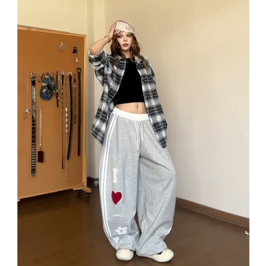 Women casual pants women's alphabet love stitching sweatpants