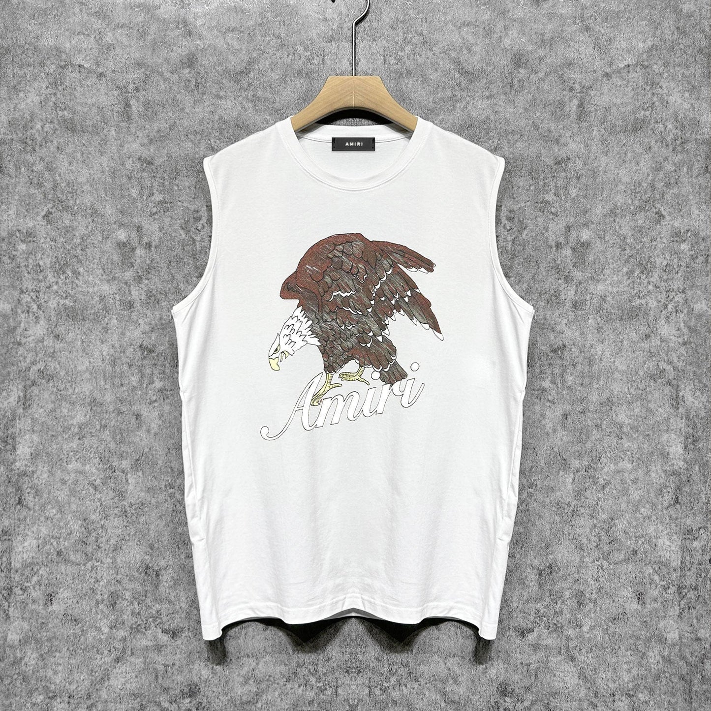 Amiri tank top brown flying eagle print