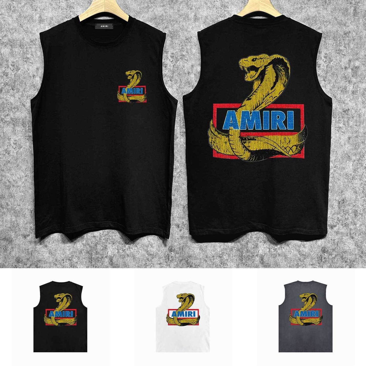 Amiri tank top king cobra gold printing