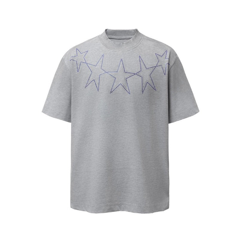 Men's t-shirts: american retro heavyweight double yarn hotfix graphic design crew neck high street oversized short sleeve tee