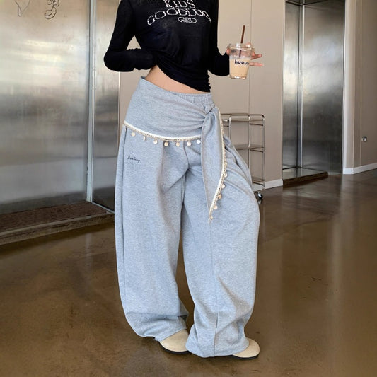 Women casual pant retro women's loose scimitar pants