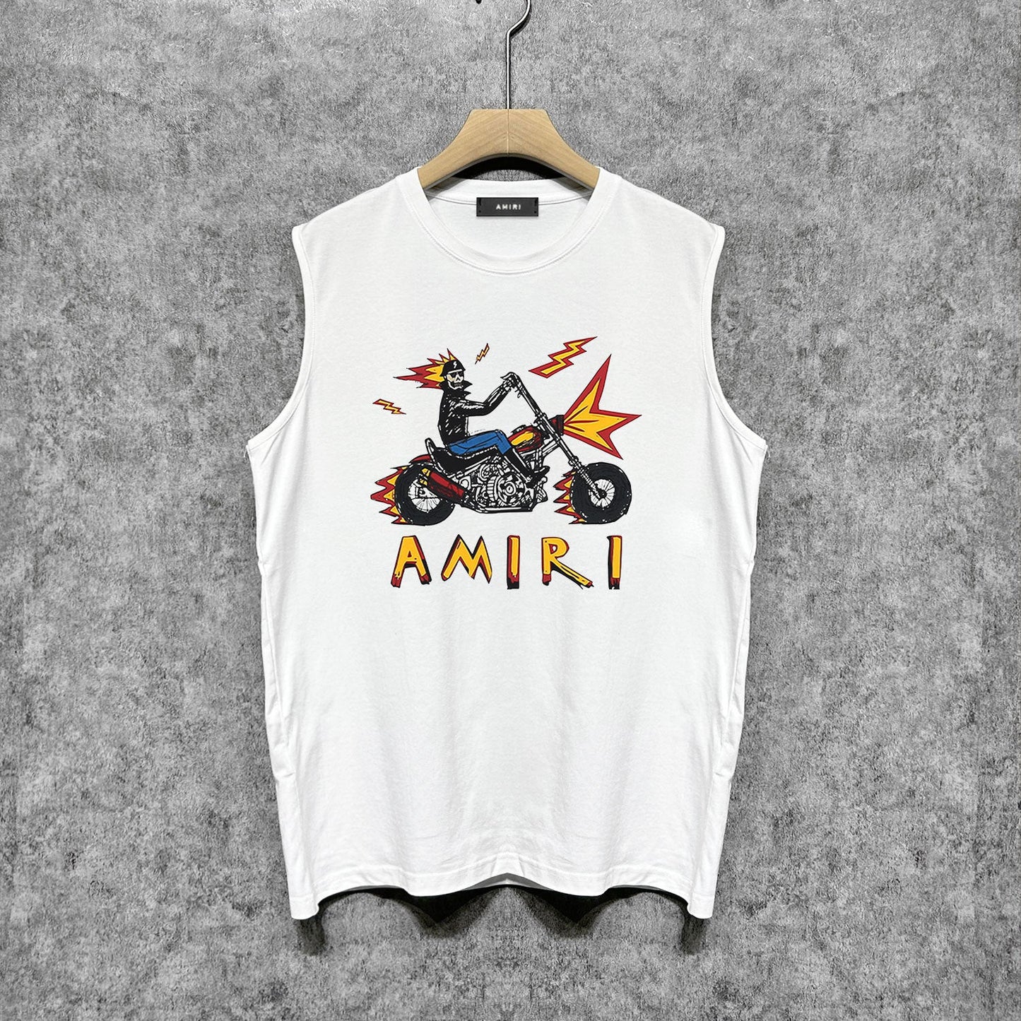 Amiri tank top motorcycle skull printing