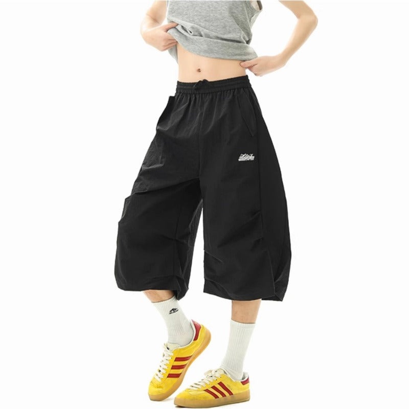 Women casual pant summer thin loose cropped pants