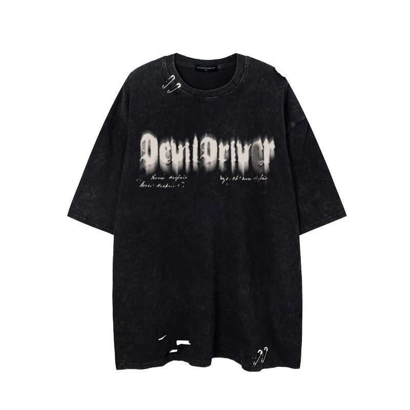 Men t shirts mankun tx-ss american street fashion brand hole pin design: anchor cross distressed short-sleeved t-shirt