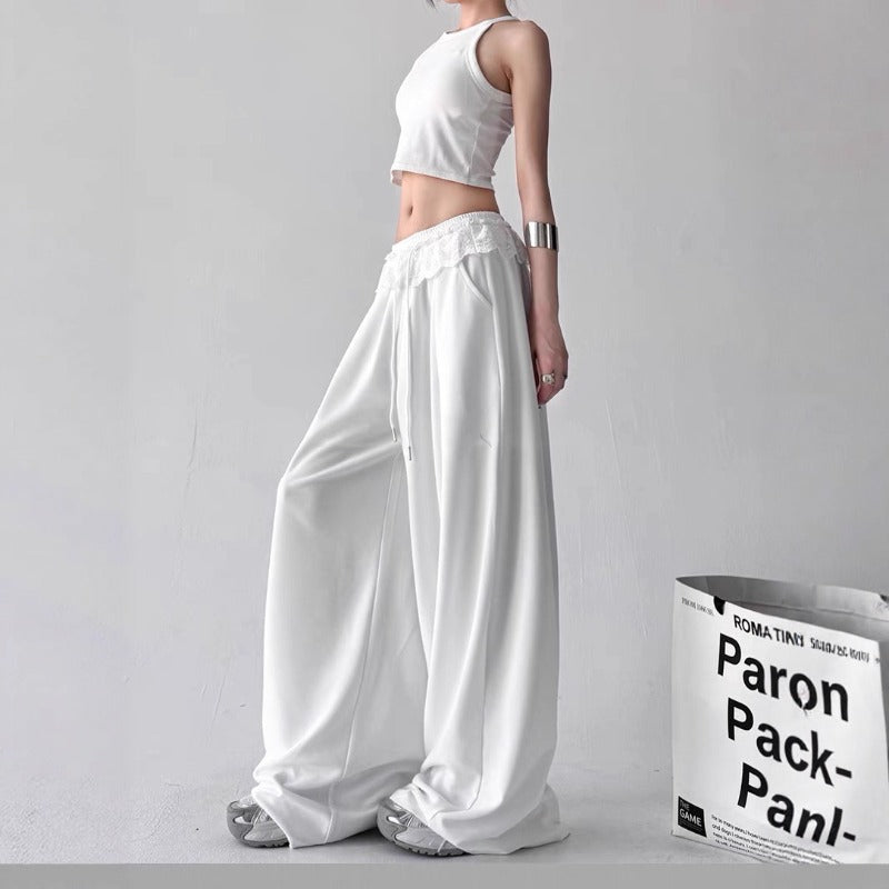 Women casual pants lace stitching women summer