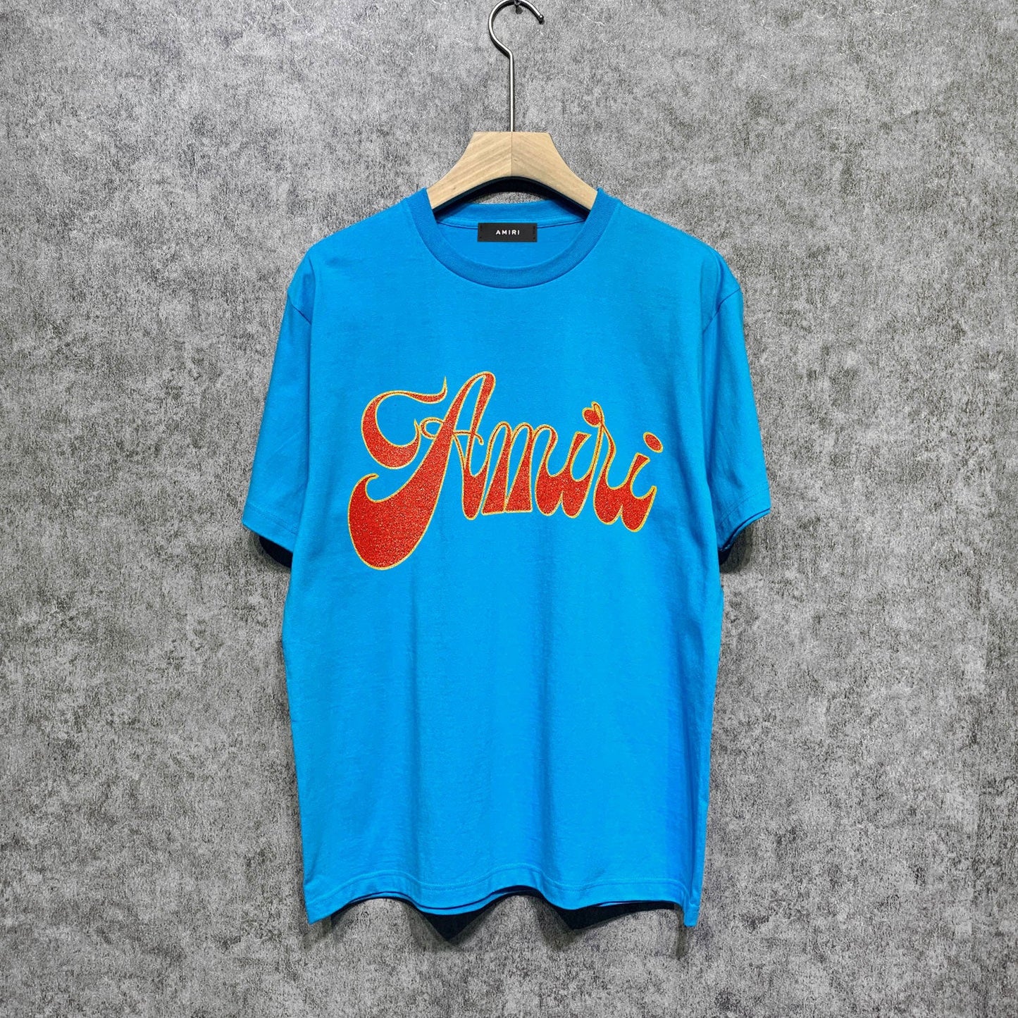Amiri t shirts flame gold letterprinting short sleeves