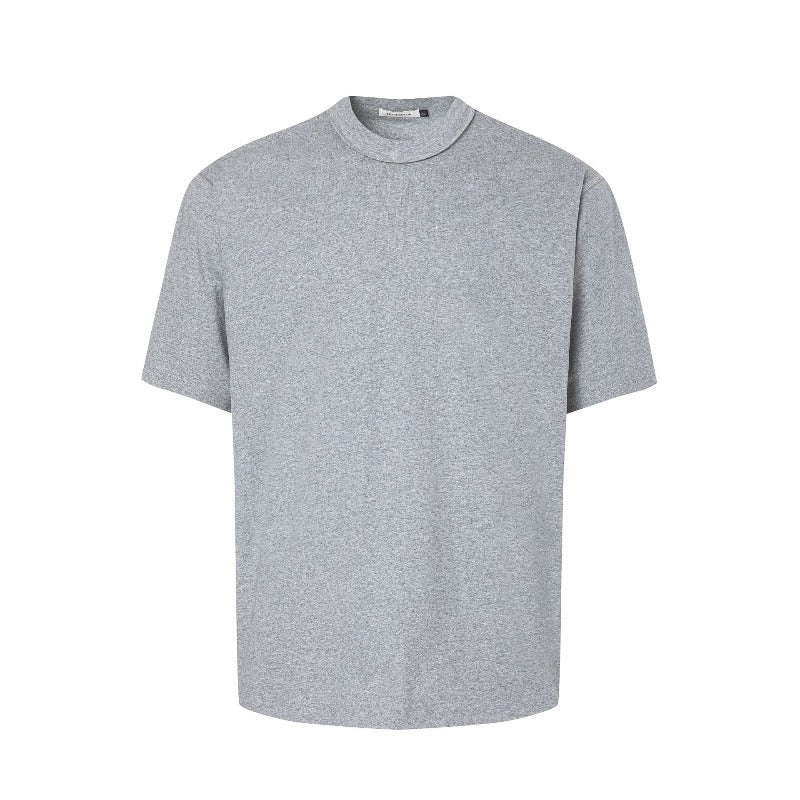 Men's t-shirts: minimalist summer solid color premium slim-collar design with stitching detail, relaxed fit short sleeve tee