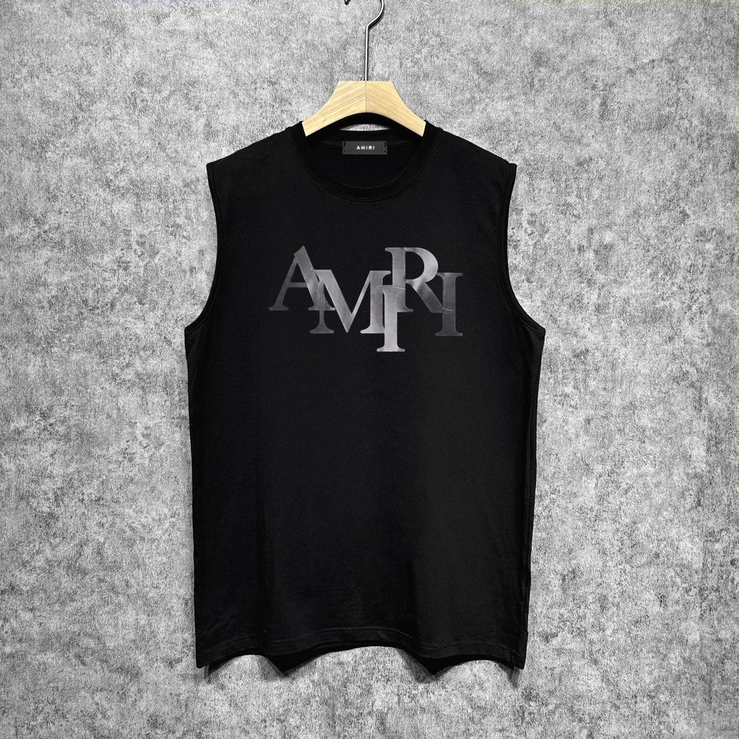 Amiri tank top gray gradient letterprinting