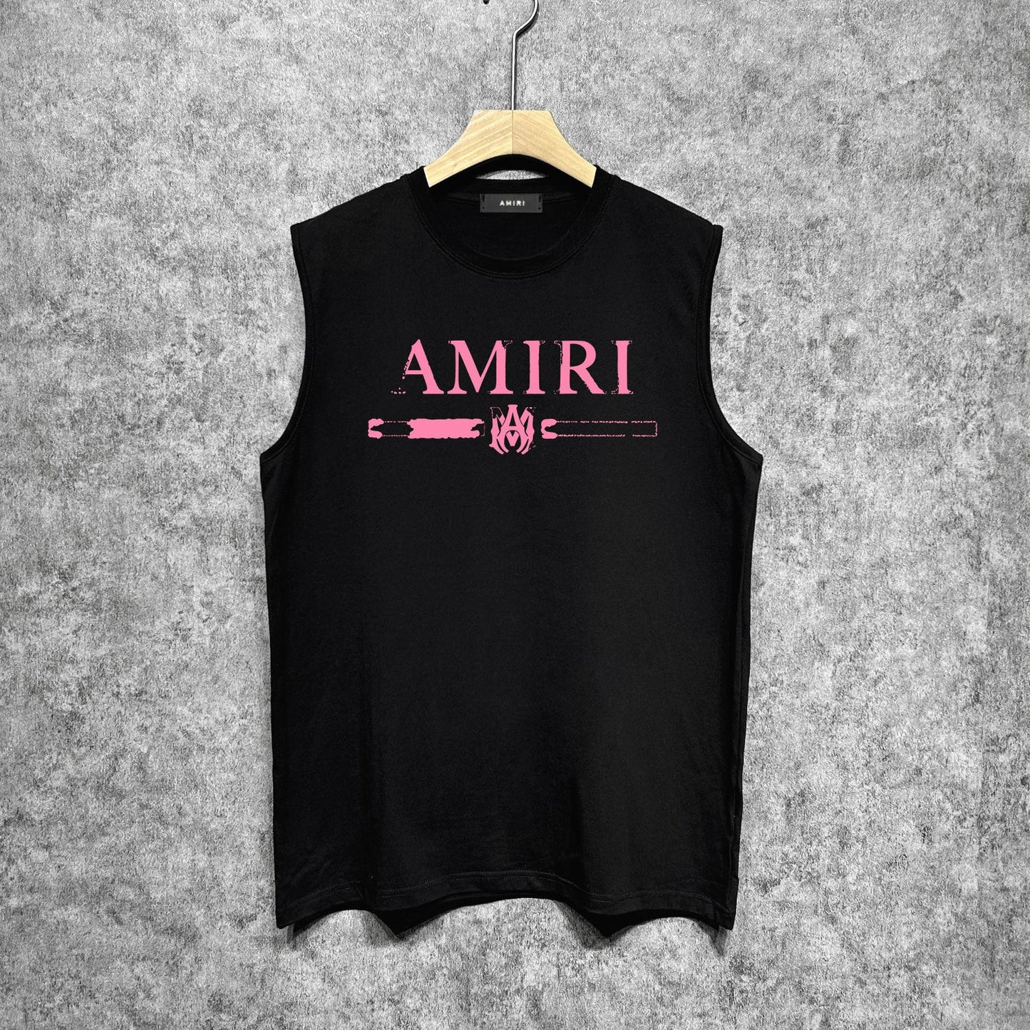 Amiri tank top with damaged letter horizontal stripesprinting