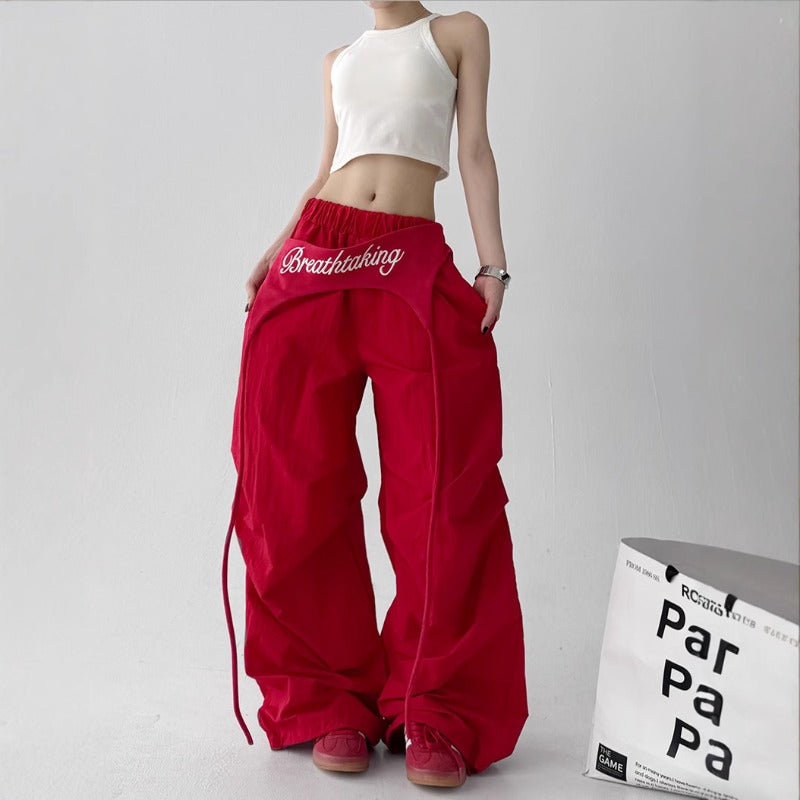 Women casual pants retro women's summer loose wide-leg pants