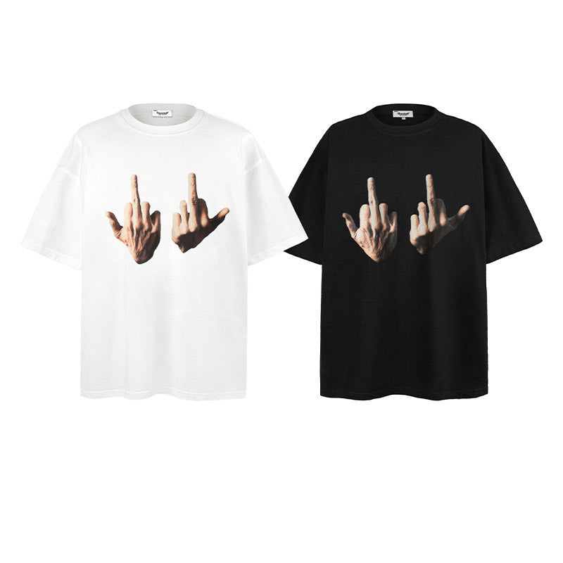 Men T Shirts Loose “Flipping The Birdâ€?Couple Casual Short Sleeves