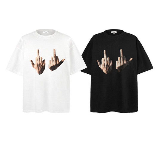 Men T Shirts Loose “Flipping The Birdâ€?Couple Casual Short Sleeves