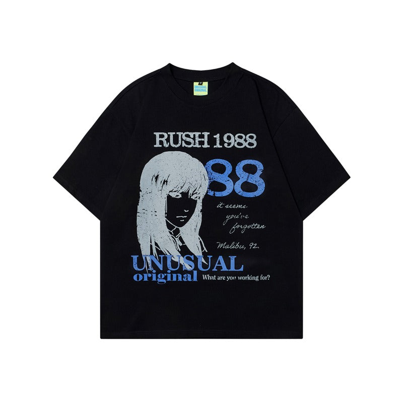 Men's t-shirts: american streetwear summer retro trendy painting element cartoon design men's loose short sleeve t-shirt