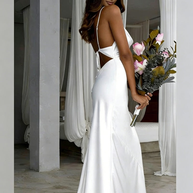 Women's dress - summer export, cross-border fashion, european & american style, sexy spaghetti strap, high-waisted, butt-lifting, women's evening gown dress
