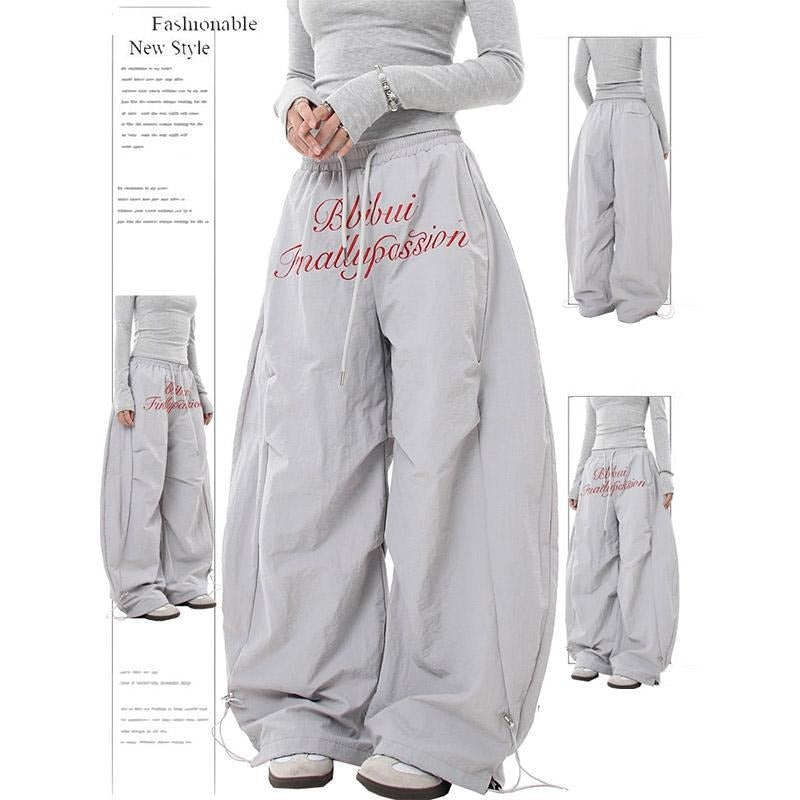 Women casual pant letter embroiderretro