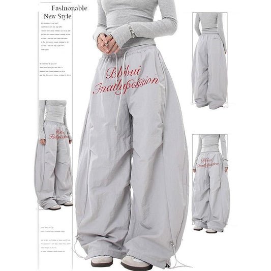 Women casual pant letter embroiderretro