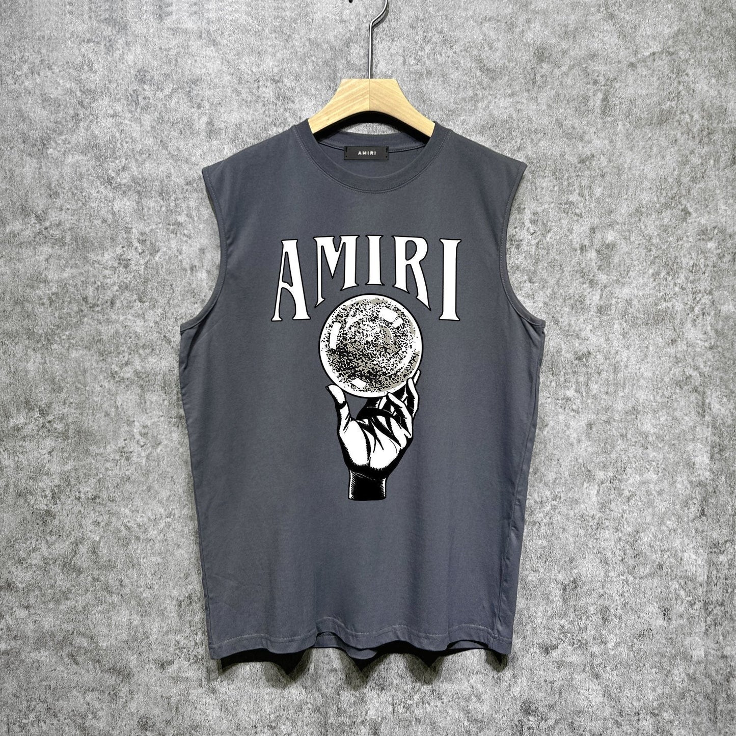 Amiri tank top hand held planet printing