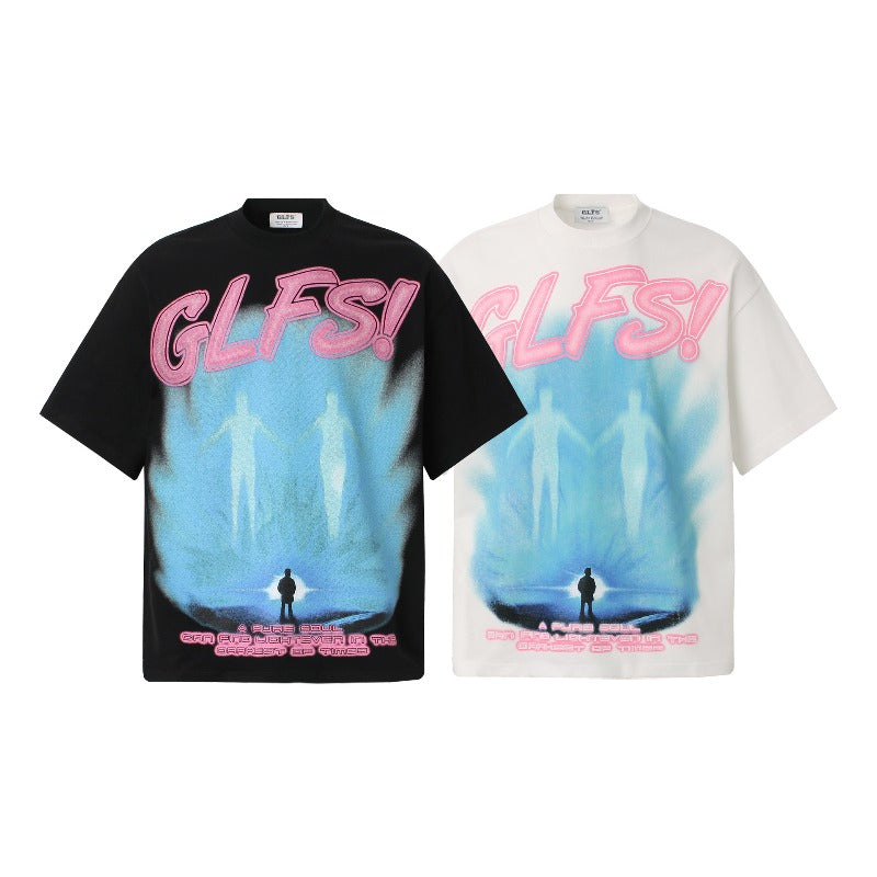 Men's t-shirts: gt american streetwear summer alien graphic premium design, men's relaxed fit crew neck short sleeve tee