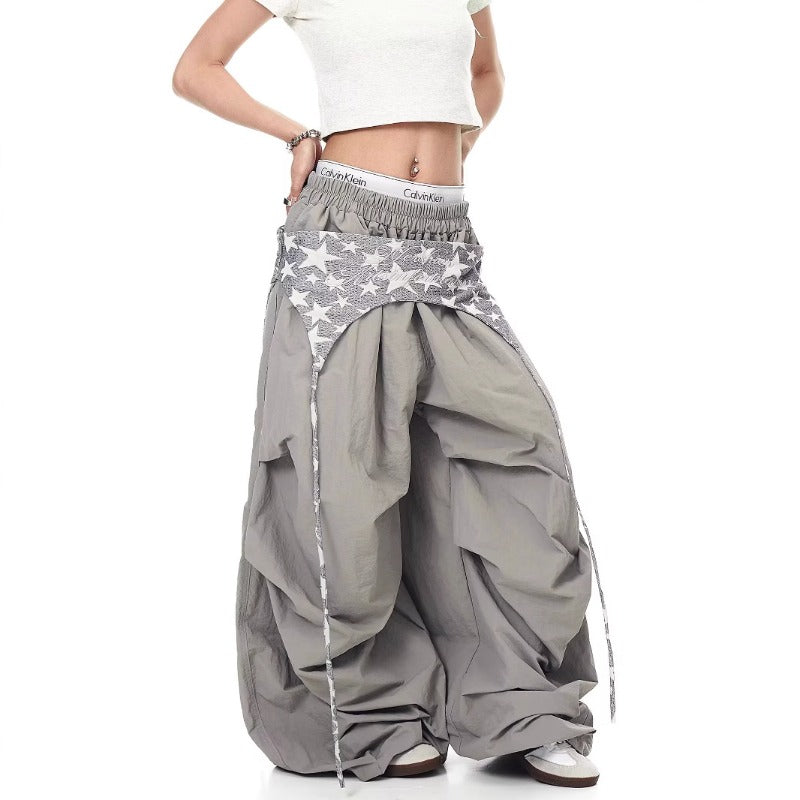 Womens casual pants women's pleated design paratrooper pants