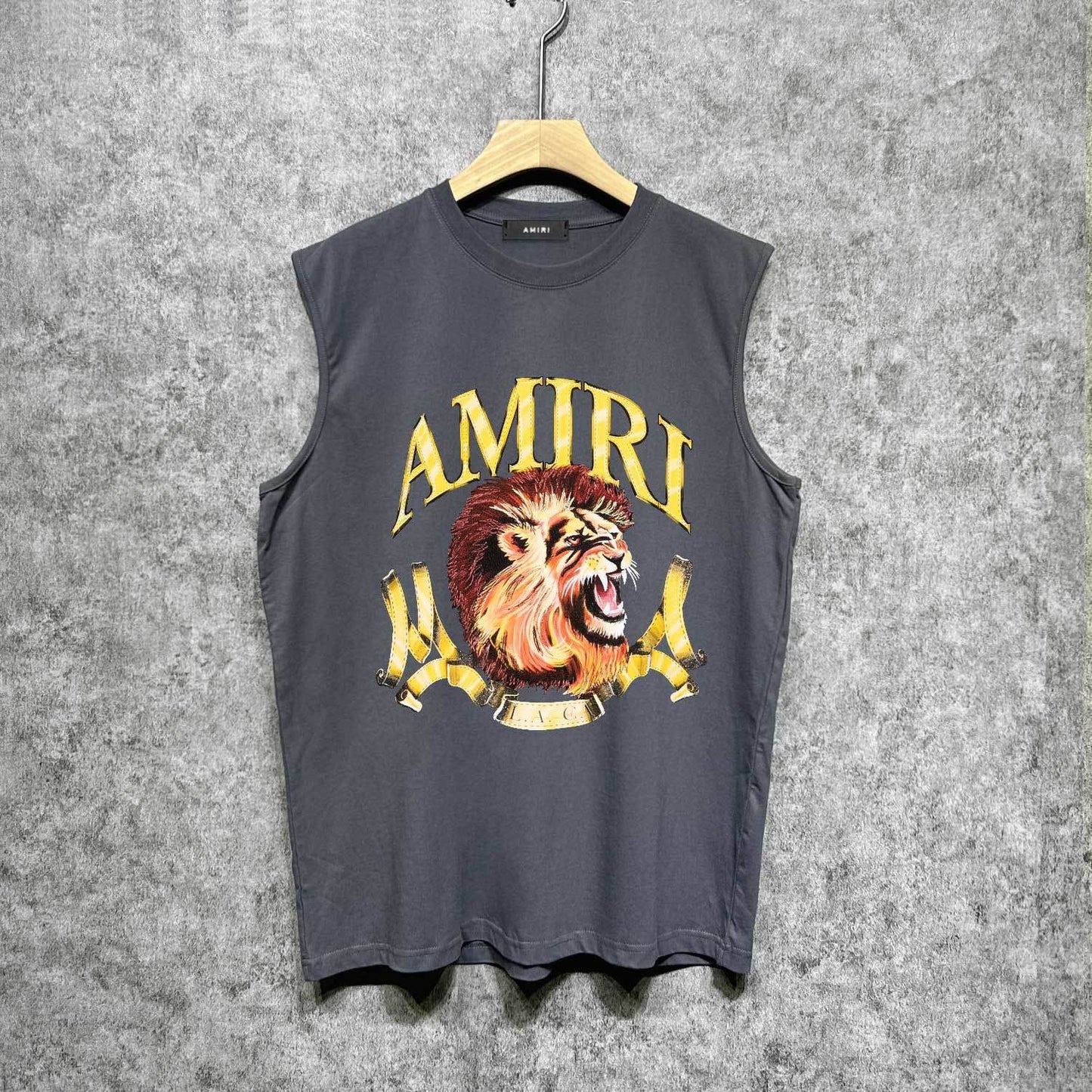 Amiri tank top gold lion print