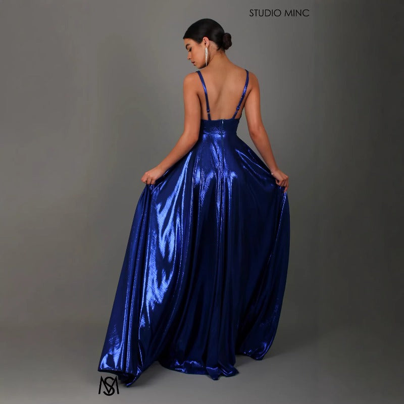 Women's one-shoulder maxi dress - elegant sleeveless sexy high-waisted slit dress - amazon us & european style - wholesale apparel