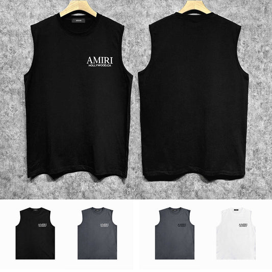 Amiri tank top new bone sleeve print