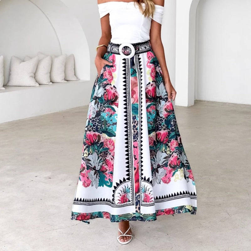 Women's dress - bestselling high-waisted, elastic waist, loose-fit printed maxi skirt/sundress for summer - perfect for independent e-commerce stores, wish, and amazon