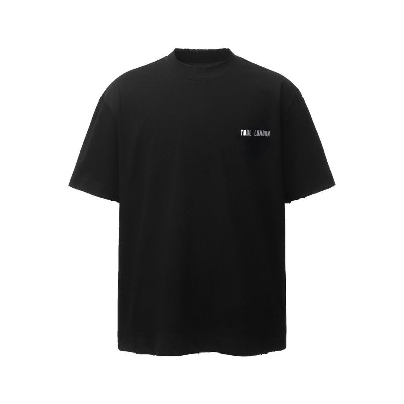 Men's t-shirts: american retro heavyweight double yarn letter print crew neck design, men's high street loose fit short sleeve tee