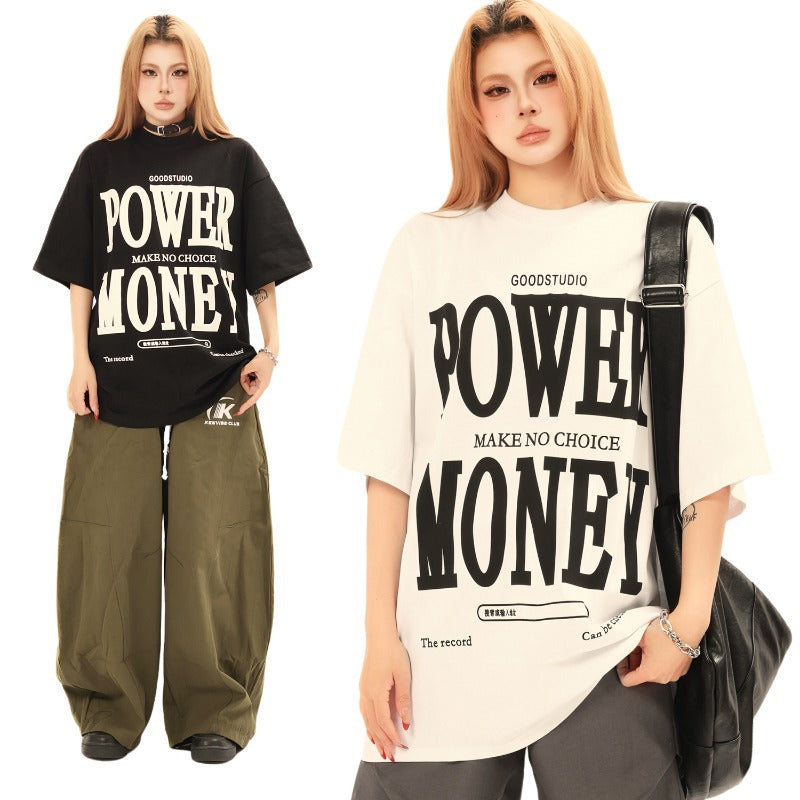 Men's t-shirts: american street style, unisex retro creative letter graphic design, men's loose fit premium heavyweight short sleeve tee
