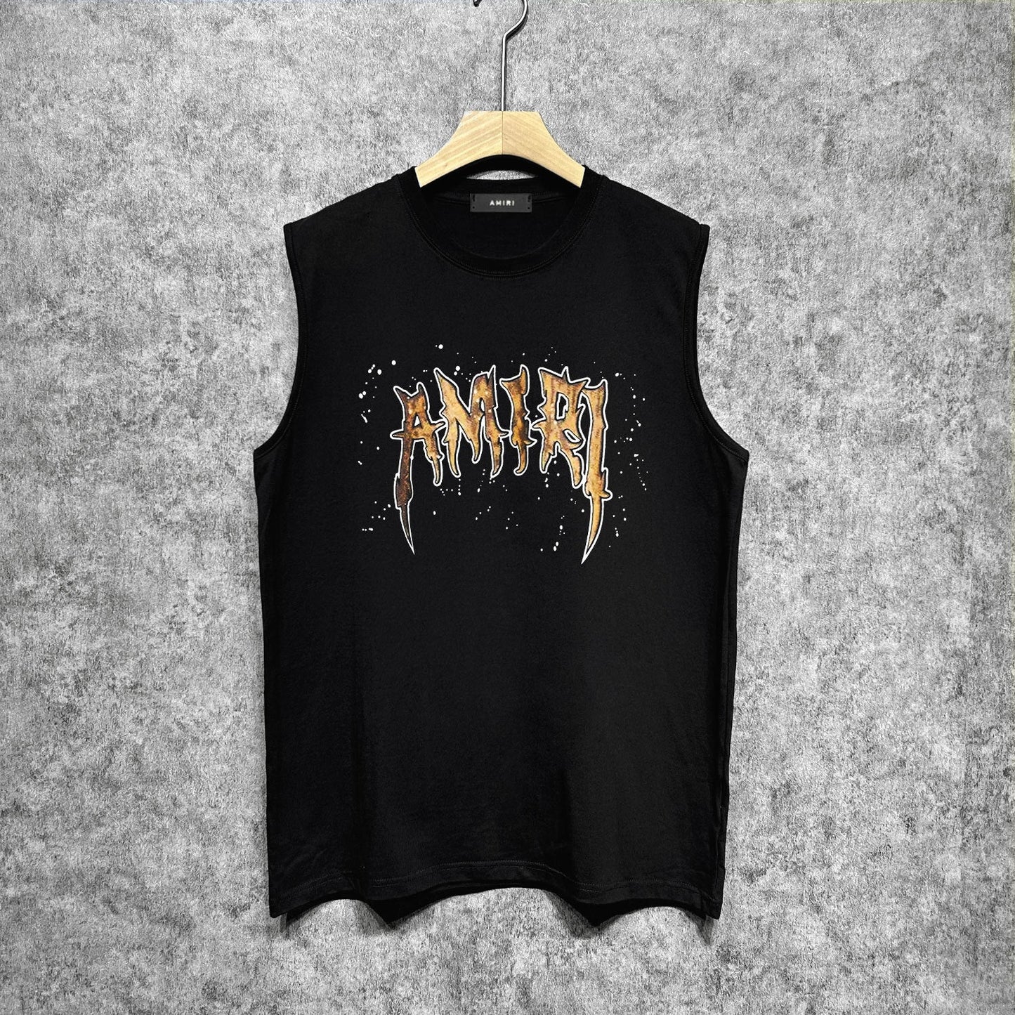 Amiri tank top splashed paint skeleton printing