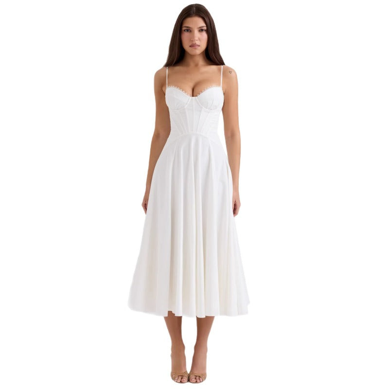 Women's dress - amazon cross-border e-commerce - european and american style - elegant, gentle, slim-fit, floral print, spaghetti strap, fairy-tale dress for women